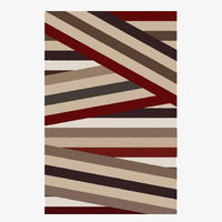Tapis rectangle moderne rouge et beige aux formes géométriques
