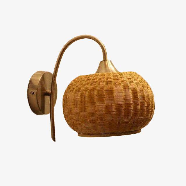 Applique murale en rotin LED avec abat-jour arrondi Sconce