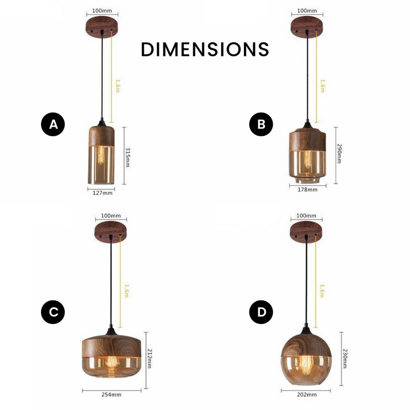 Suspension design en bois et verre Loft Retro