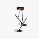 Suspension moderne à LED en métal noir et branches rétro