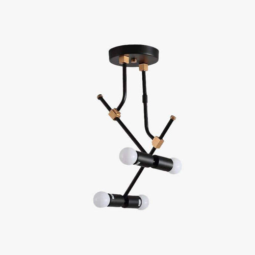 Suspension moderne à LED en métal noir et branches rétro
