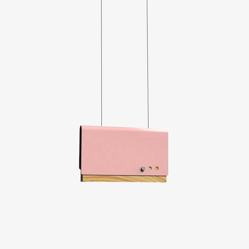 Suspension design LED avec abat-jour plat en métal coloré Art