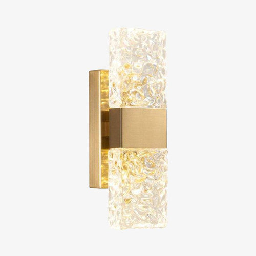 Applique murale design à LED en verre cristal et cube doré Loft