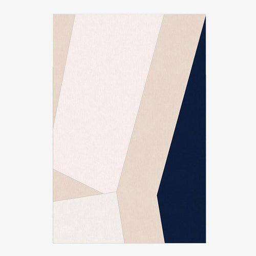 Tapis rectangle moderne bleu et beige aux formes géométriques