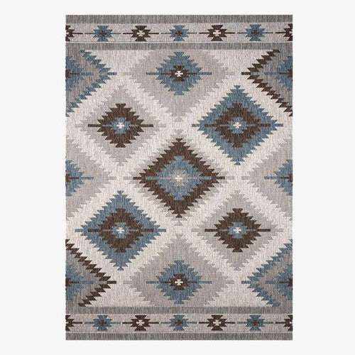 Tapis rectangle marron et beige style Japonais B