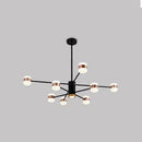 Lustre design LED en métal noir avec plusieurs lampes rose gold Fly