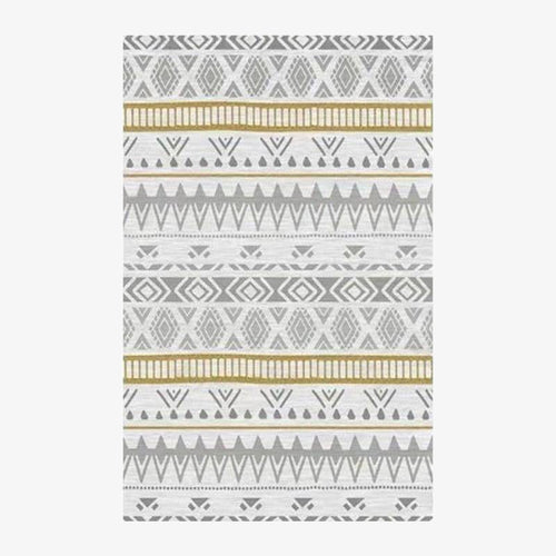 Tapis rectangle aux motifs géométriques gris et jaunes style Keecy