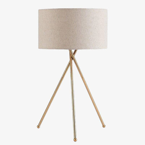 Lampe à poser design dorée avec abat-jour en tissu