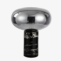 Lampe à poser LED en marbre et verre coloré Domino