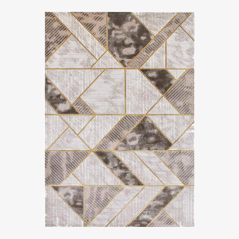 Tapis rectangle aux formes géométriques grises Shen - vue 2 sur 3