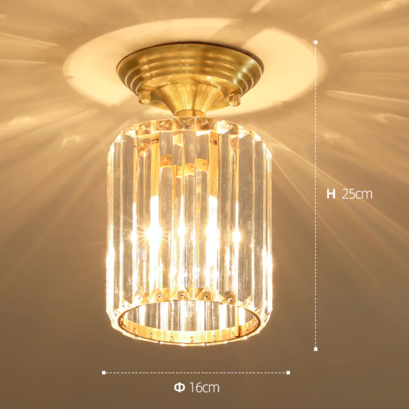 Plafonnier moderne cylindrique en cristal Luxury Lylia - vue 8 sur 7