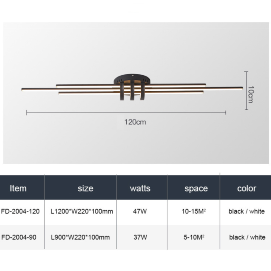 Plafonnier design LED avec 3 barres lumineuses Arden - vue 8 sur 7