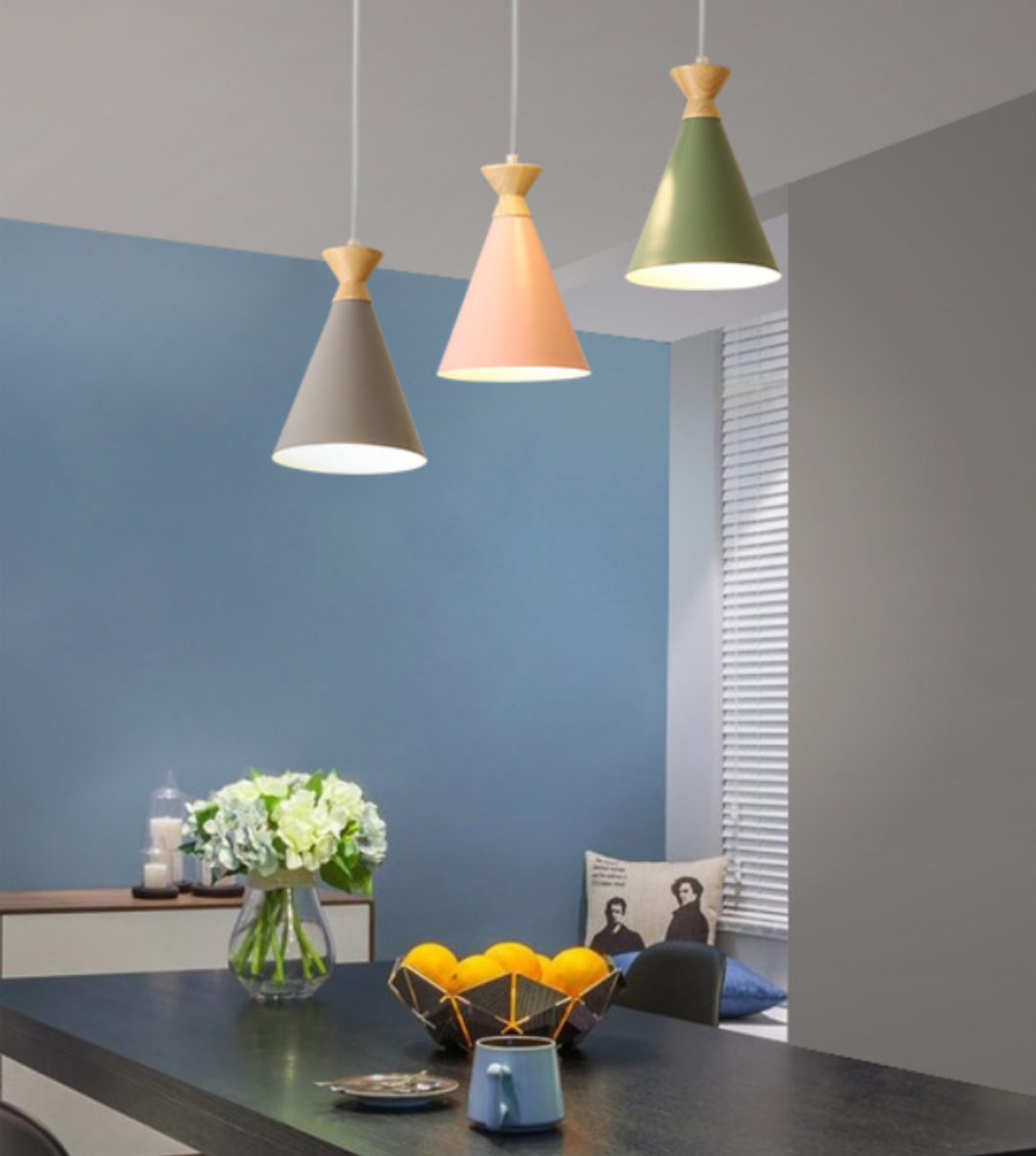 Suspension scandinave avec abat-jour conique et en bois Avi - vue 4 sur 7