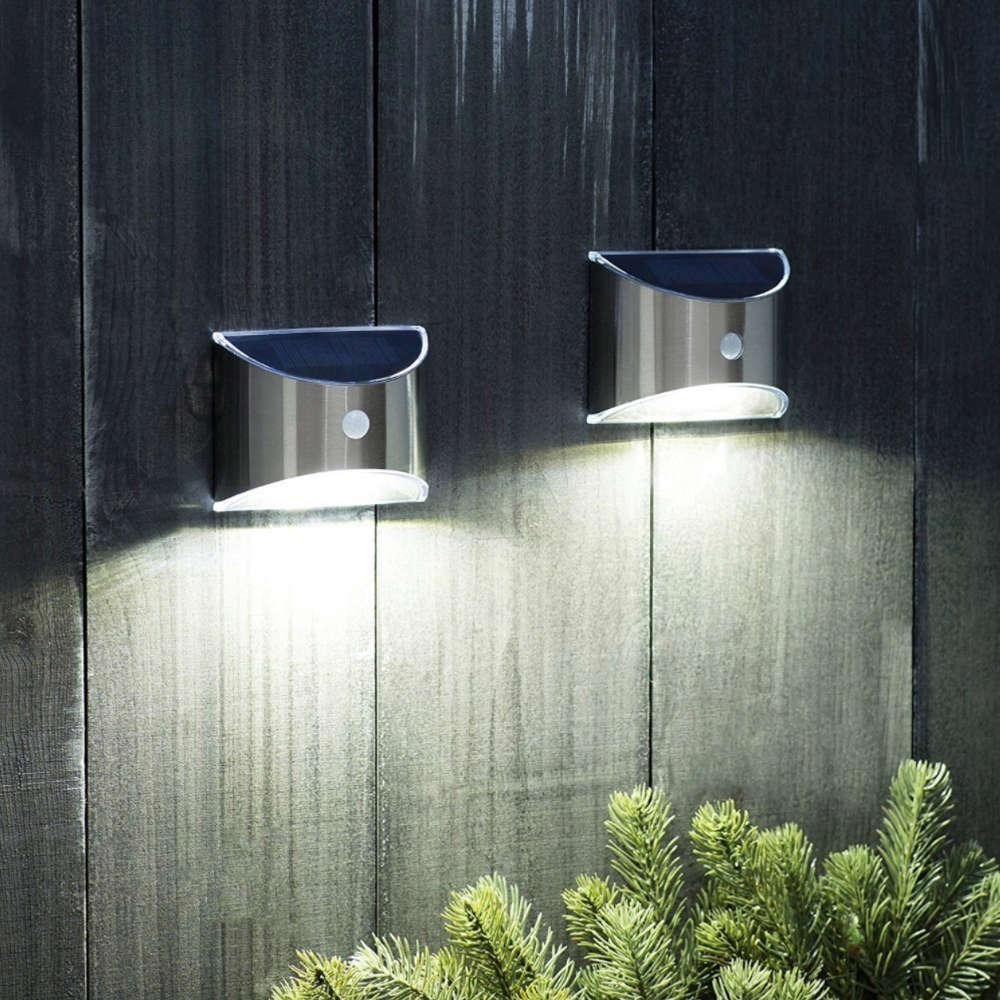 Applique extérieur solaire à LED chromée arrondie (lot de 2) - vue 4 sur 4