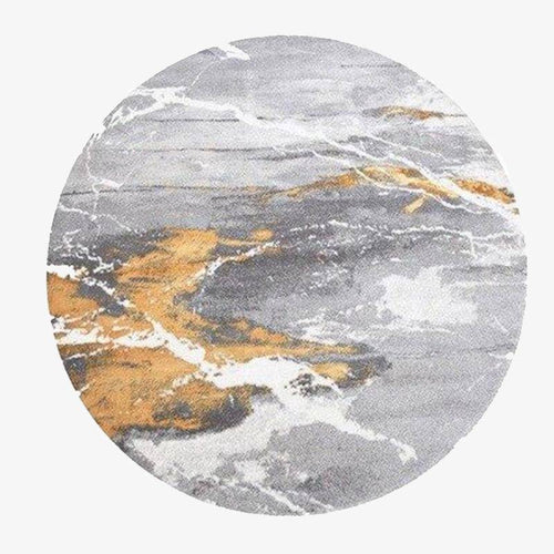 Tapis design rond gris avec tâches dorées Thick C