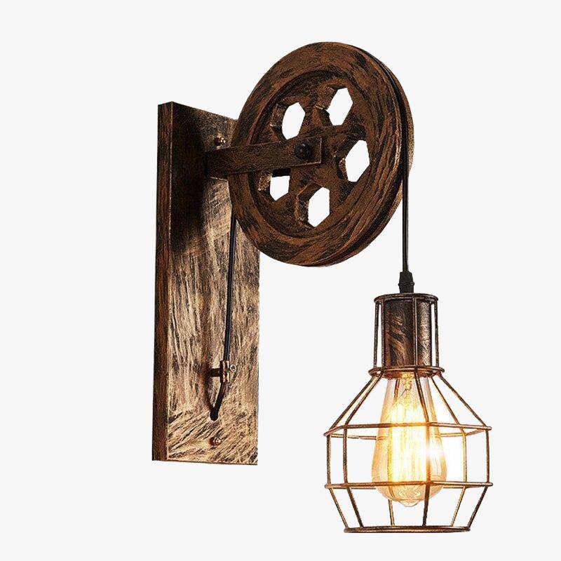 Applique murale rétro LED avec cage en métal industrielle