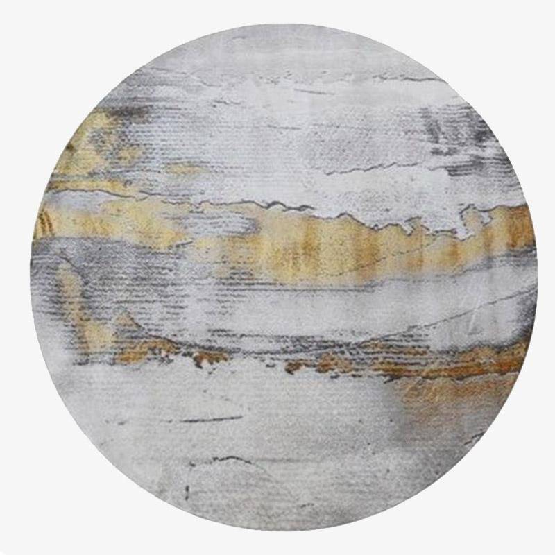 Tapis design rond gris avec tâches dorées Thick E - vue 2 sur 2