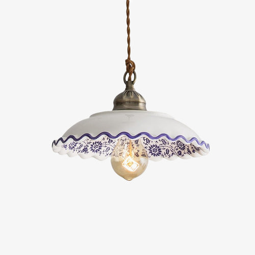 Suspension moderne LED abat-jour en céramique blanc Riya
