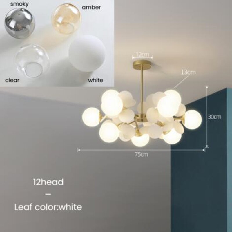 Lustre moderne en forme de nuage avec boules en verre Rivers - vue 7 sur 16