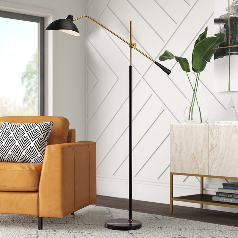 Lampadaire industrielle avec socle en marbre Clizia - vue 4 sur 8