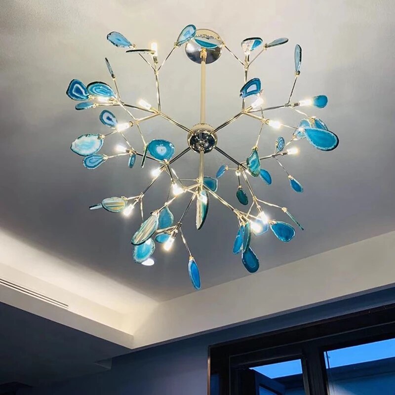 Lustre moderne en cristal LED coloré Sariya
