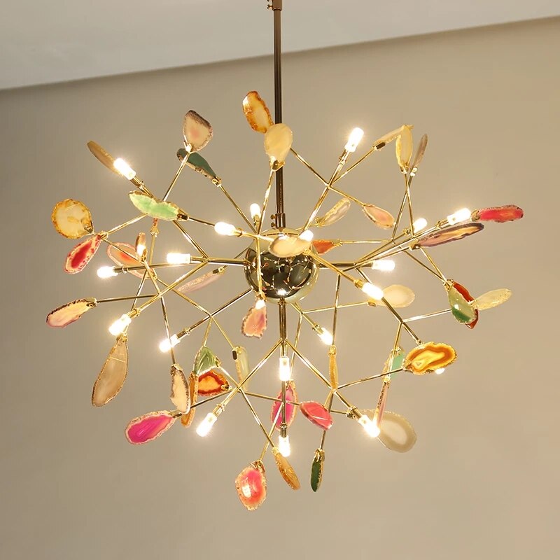 Lustre moderne en cristal LED coloré Sariya