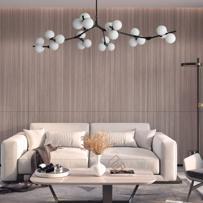 Lustre moderne LED branches métalliques et lampes en verre Yolan - vue 11 sur 17