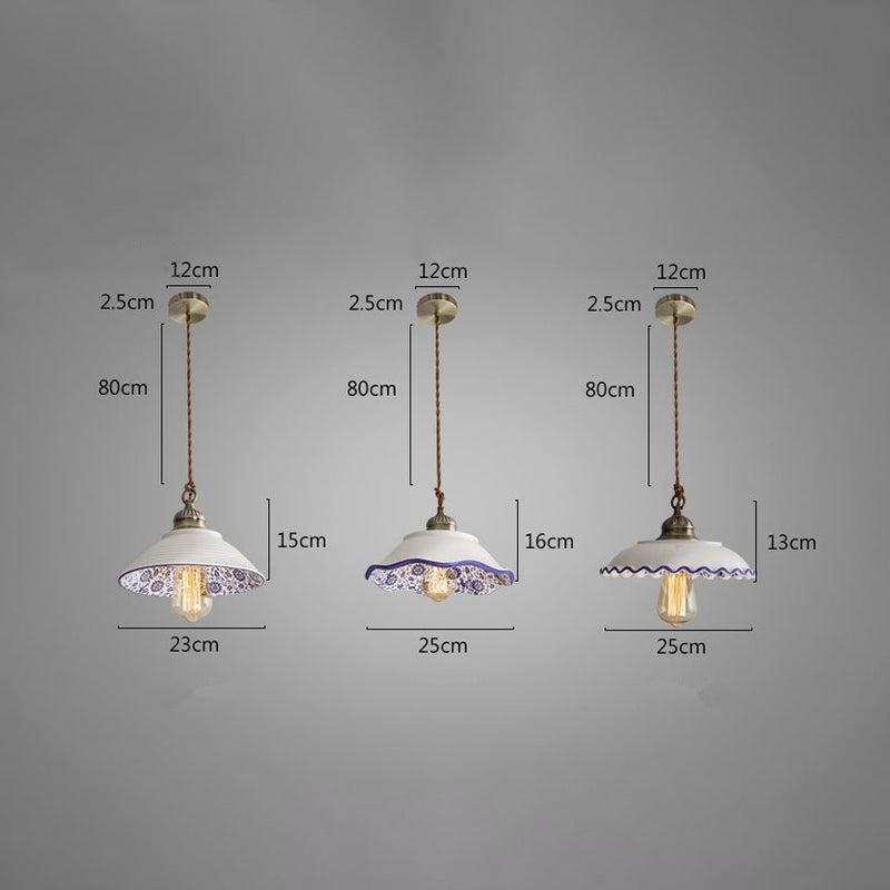 Suspension moderne LED abat-jour en céramique blanc Riya