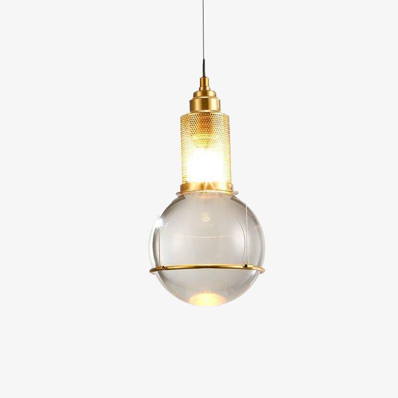 Suspension design LED en métal dorée avec abat-jour en verre cristal Luxury