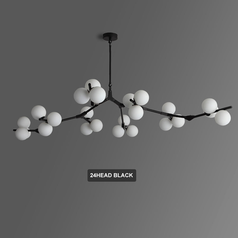 Lustre moderne LED branches métalliques et lampes en verre Yolan - vue 14 sur 17