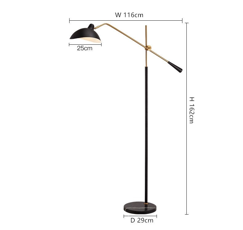Lampadaire industrielle avec socle en marbre Clizia - vue 8 sur 8