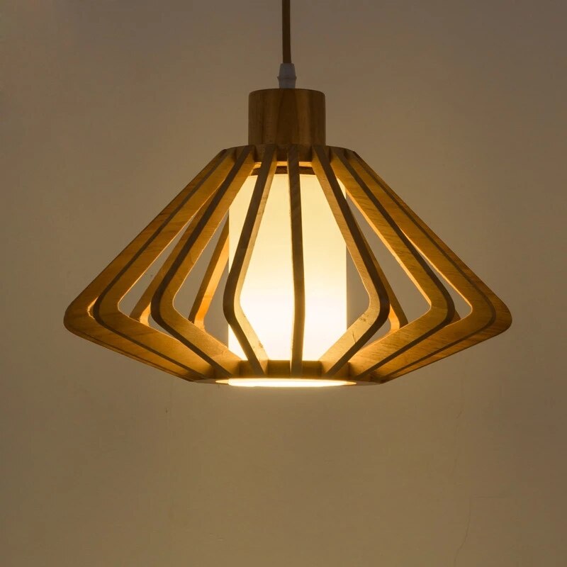 Suspension moderne avec abat-jour en bois Alfa - vue 3 sur 5