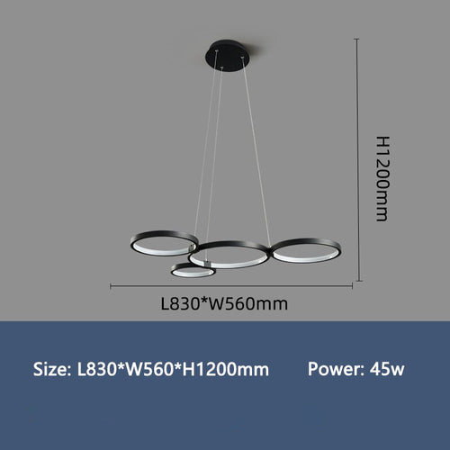 Lustre design avec anneaux LED suspendus Hirva