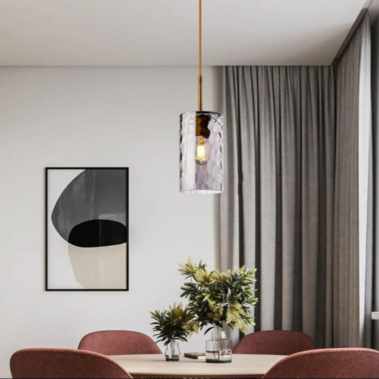 Suspension avec abat-jour en verre cylindrique Raven - vue 5 sur 9