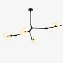 Lustre moderne LED branches métalliques et lampes en verre Yolan