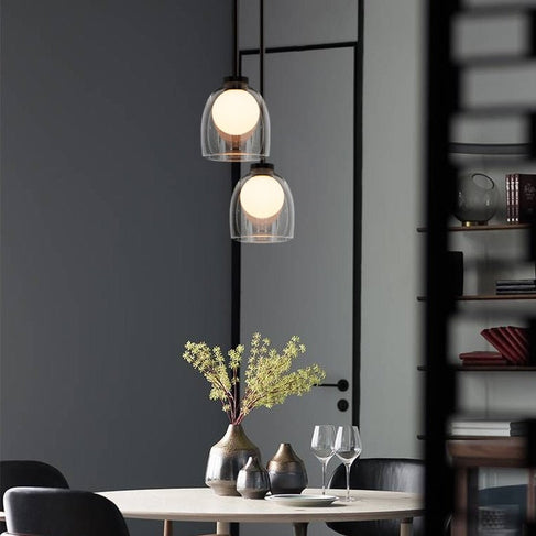 Suspension design avec abat-jour en verre Jowie