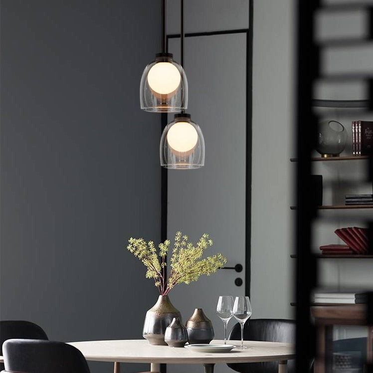 Suspension design avec abat-jour en verre Jowie - vue 2 sur 10