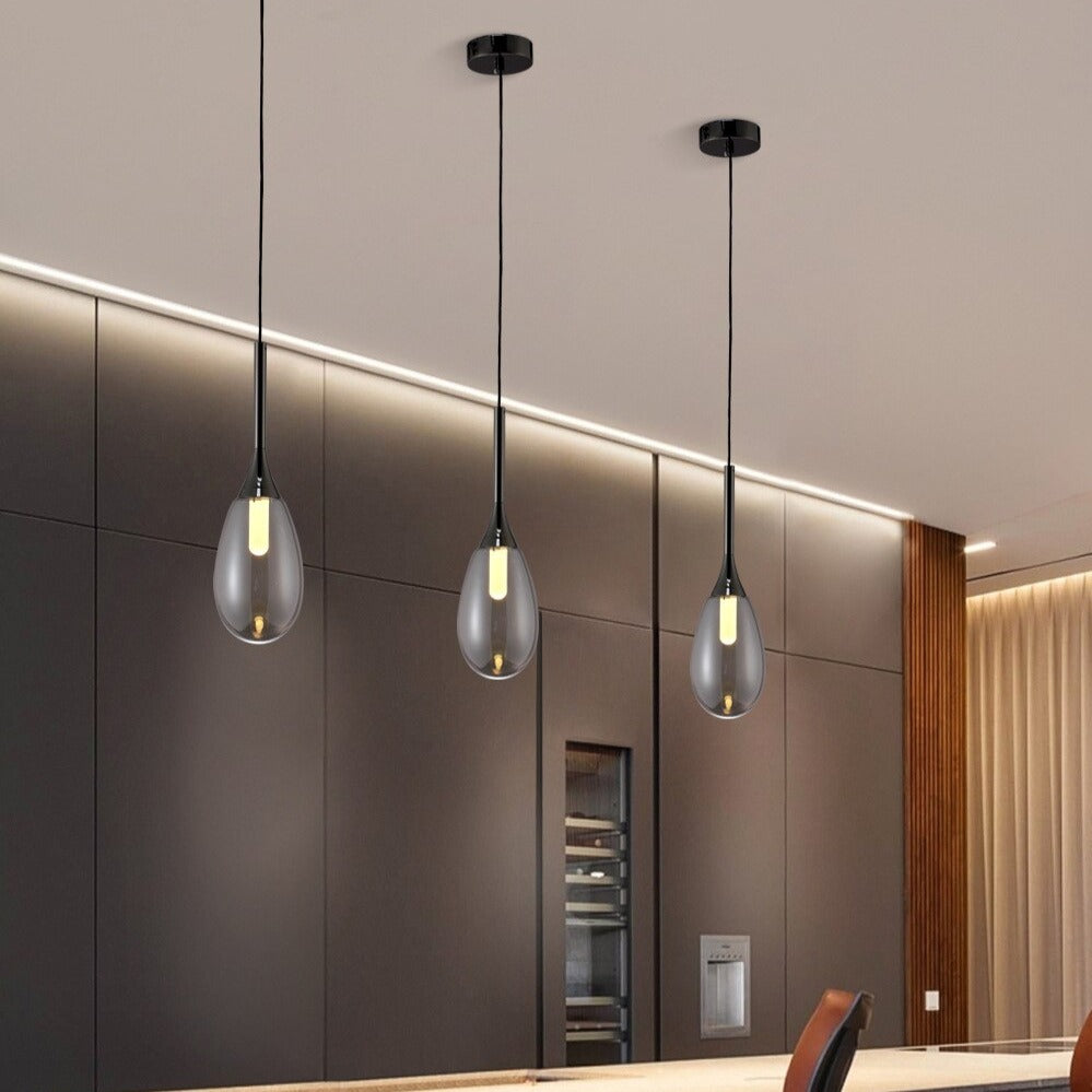 Suspension moderne LED en verre fumé Saeli - vue 3 sur 9