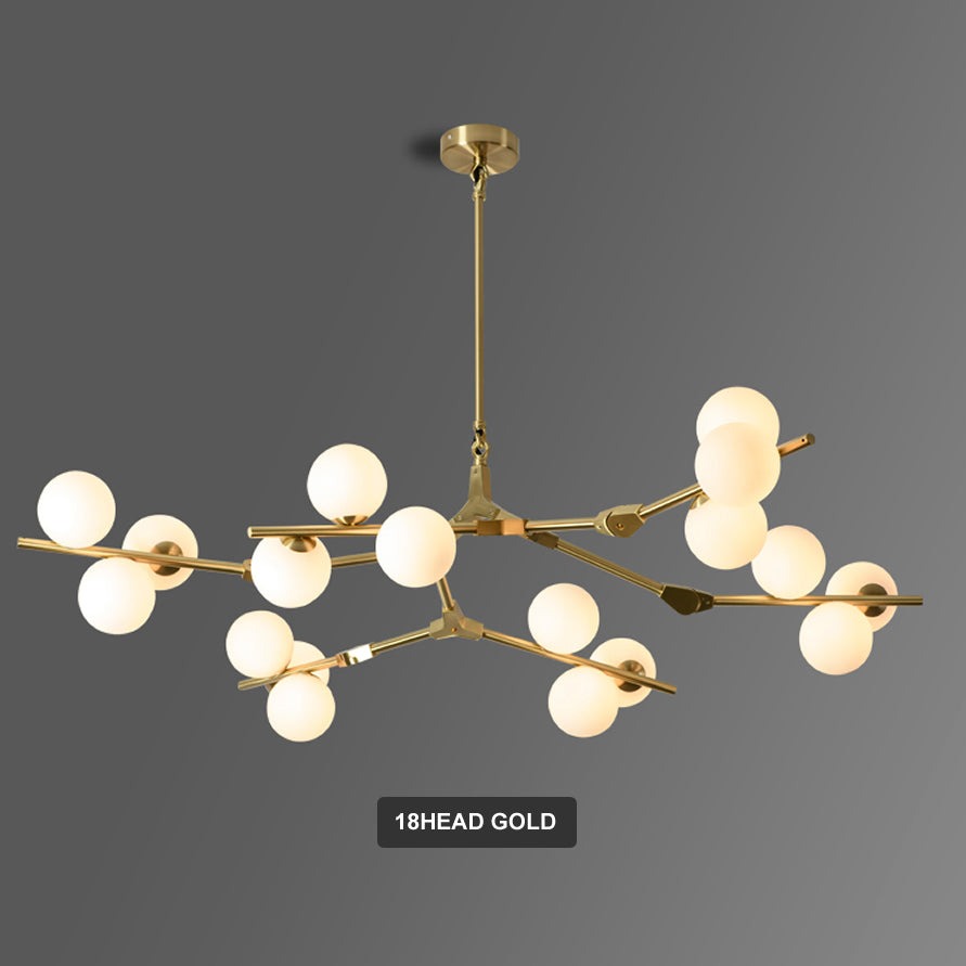 Lustre moderne LED branches métalliques et lampes en verre Yolan - vue 13 sur 17