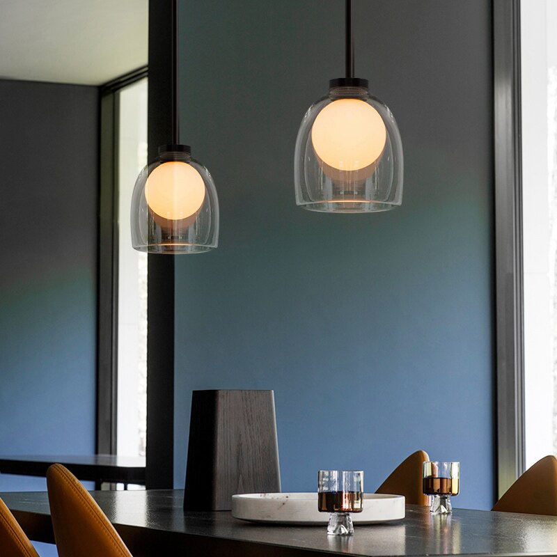 Suspension design avec abat-jour en verre Jowie - vue 4 sur 10