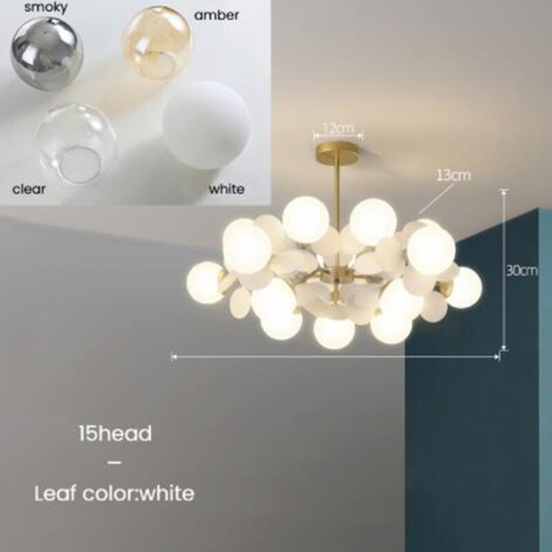 Lustre moderne en forme de nuage avec boules en verre Rivers - vue 9 sur 16