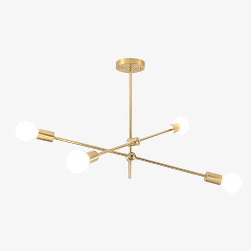 Lustre design à LED en tubes dorés Loft