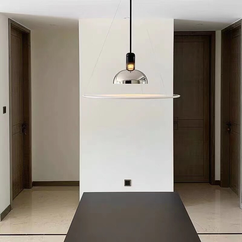 Lustre design LED avec lampe chromé suspendu Helios - vue 3 sur 6