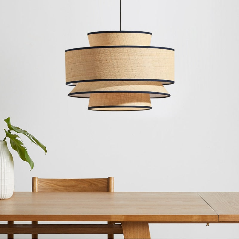 Suspension moderne avec abat-jour multiple en rotin Bria - vue 4 sur 4