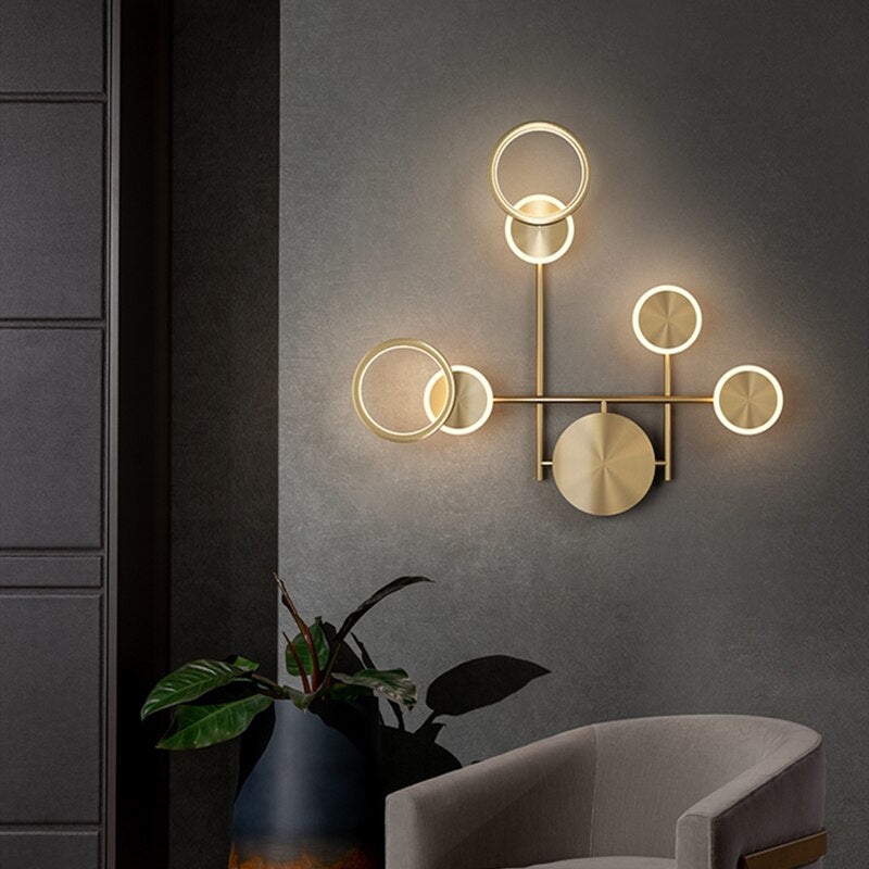 Applique murale moderne LED circulaire en métal doré Sicily - vue 3 sur 13