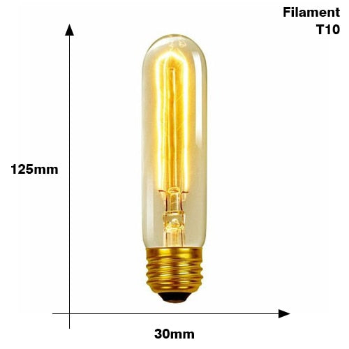 Ampoule tube à incandescence filament vintage 40W Edison - vue 3 sur 3