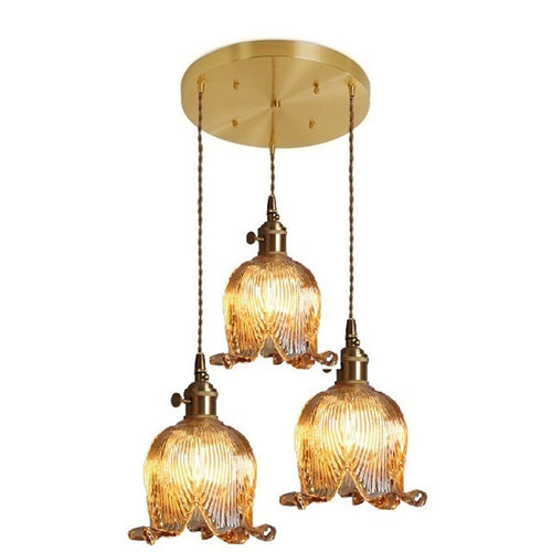 Suspension vintage LED avec abat-jour en verre Finnian