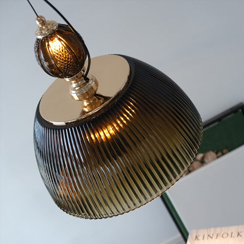 Suspension avec abat-jour en verre style rétro Lorm