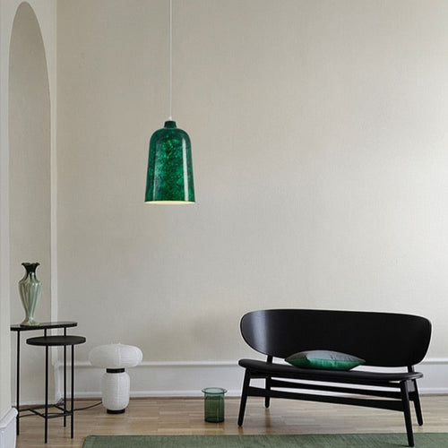 Suspension design avec abat-jour en métal vert Livia