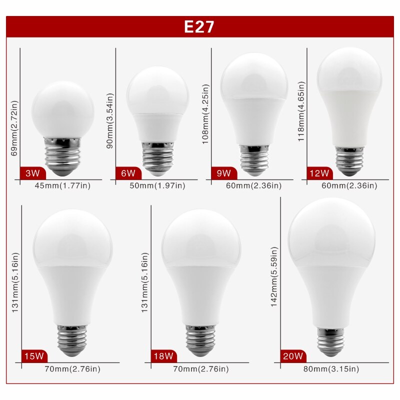 Lot de 7 ampoules E27 à LED (3W à 20W) - vue 3 sur 2